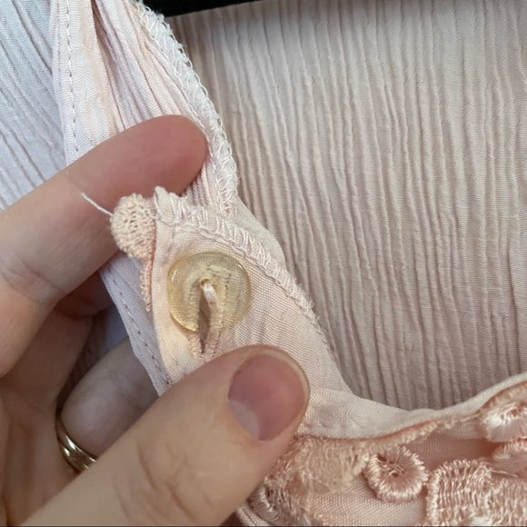 Vintage button down pink romantic flutter sleeve midi dress size 4 - Picture 7 of 11